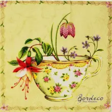 Serwetka do decoupage filiżanki z kwiatami 33x33 IHR Unikat