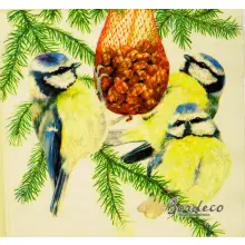 Serwetka do decoupage sikorki dziubią orzeszki 33x33 Ambiente Unikat