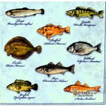Serwetka do decoupage ryby, gatunki ryb 33x33 Ambiente Unikat