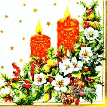 Serwetka do decoupage świąteczny stroik ze świecami 33x33 MAKI, Unikat