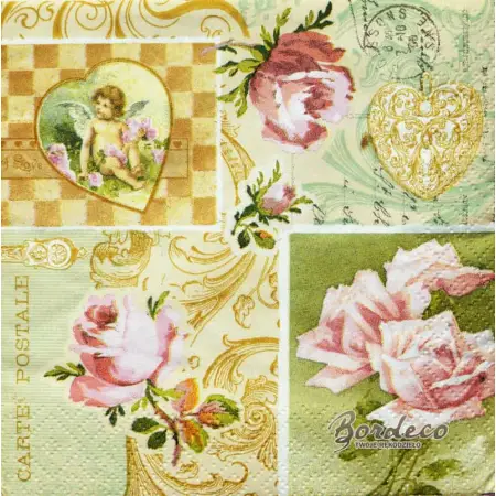 Serwetka do decoupage kwiaty, róże, vintage 25x25 PAW Unikat