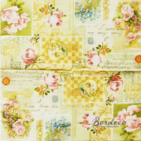 Serwetka do decoupage kwiaty, róże, vintage 25x25 PAW Unikat