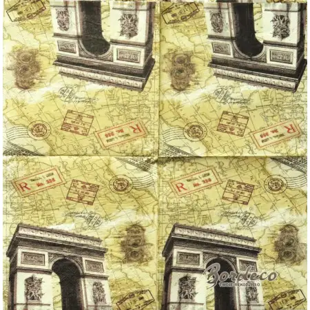 Serwetka decoupage Łuk Triumfalny w Paryżu vintage 33x33 7&7 Unikat
