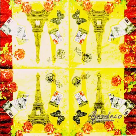 Serwetka decoupage wieża Eiffla vintage 33x33 7&7 Unikat