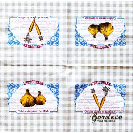 Serwetka do decoupage marchewka i czosnek 33x33 Actuel Unikat