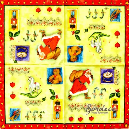 Serwetka decoupage świąteczne rekwizyty, zabawki 33x33 AHA Unikat
