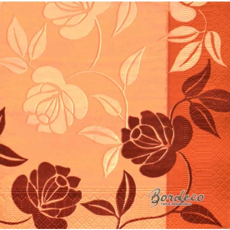 Serwetka do decoupage tapeta w brązowe i beżowe róże 33x33 AHA