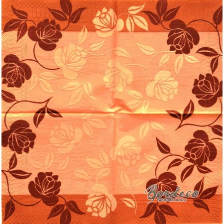 Serwetka do decoupage tapeta w brązowe i beżowe róże 33x33 AHA