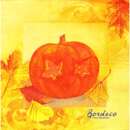 Serwetka do decoupage dynia i jesienne liście 33x33 AHA