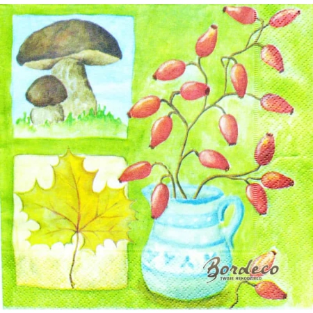 Serwetka do decoupage jesienne akcenty roślinne 33x33 AHA Unikat