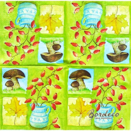 Serwetka do decoupage jesienne akcenty roślinne 33x33 AHA Unikat
