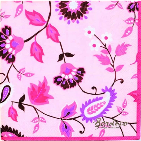 Serwetka decoupage motywy kwiatowe na różowo 33x33 AHA Unikat