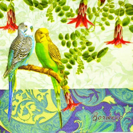 Serwetka do decoupage papugi faliste 33x33 AHA Unikat