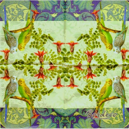 Serwetka do decoupage papugi faliste 33x33 AHA Unikat