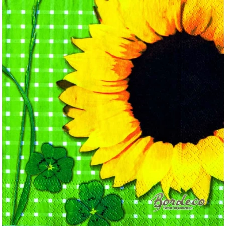 Serwetka decoupage słonecznik i czterolistna koniczynka 33x33 AHA Unikat