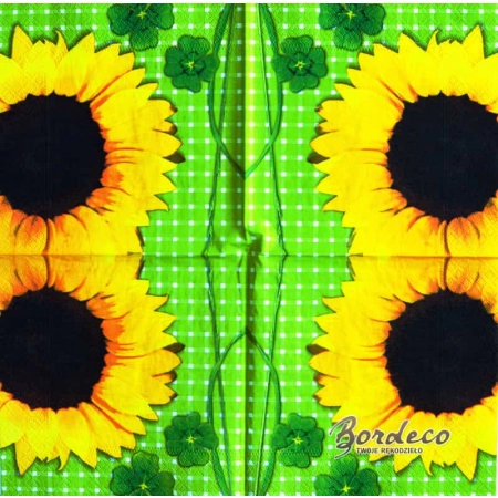 Serwetka decoupage słonecznik i czterolistna koniczynka 33x33 AHA Unikat