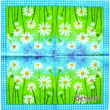 Serwetka do decoupage stokrotki na łące 33x33 AHA