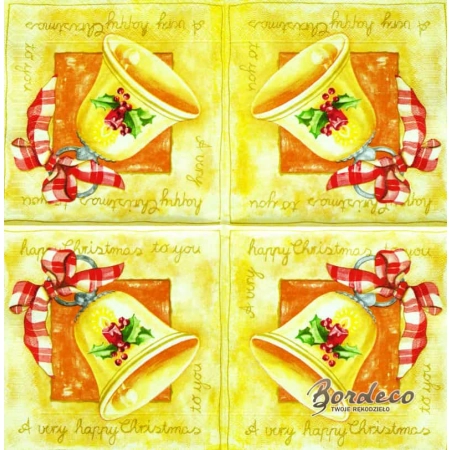 Serwetka do decoupage świąteczny dzwonek 33x33 AHA Unikat