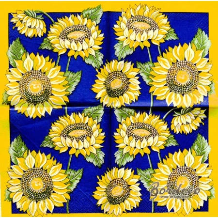 Serwetka do decoupage słoneczniki na granatowym tle 33x33 AHA