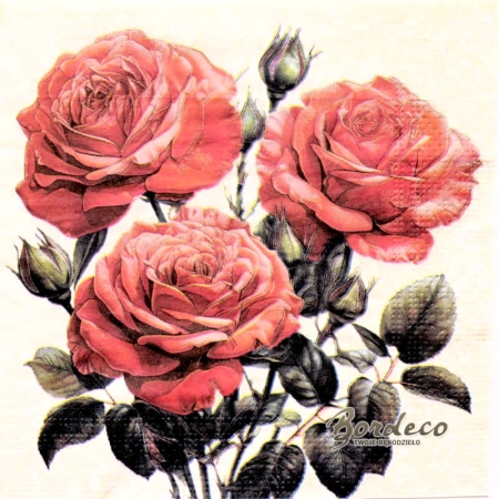 Serwetka do decoupage trzy róże 33x33 AHA