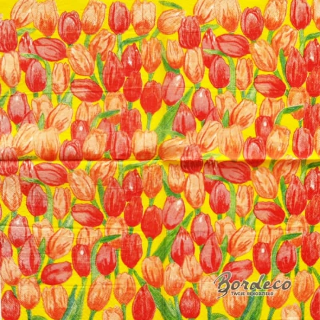 Serwetka do decoupage czerwone i pomarańczowe tulipany 33x33 AHA Unikat