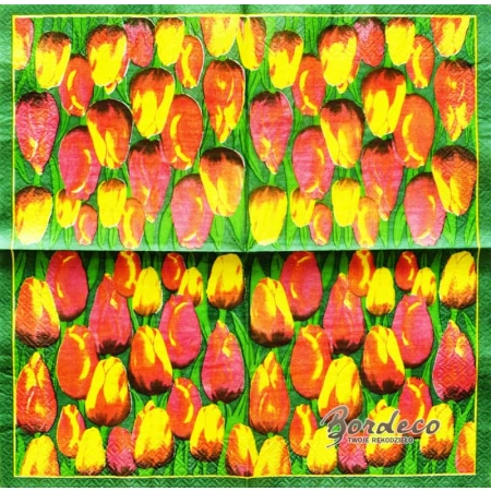 Serwetka do decoupage żółto-czerwone tulipany 33x33 AHA