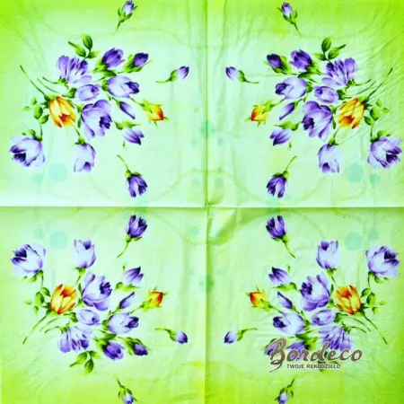 Serwetka do decoupage fioletowe kwiaty 33x33 ALIBABA Unikat