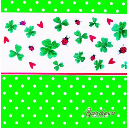 Serwetka do decoupage biedronki, koniczyna i serduszka 33x33 ALIBABA Unikat