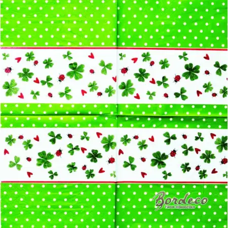 Serwetka do decoupage biedronki, koniczyna i serduszka 33x33 ALIBABA Unikat