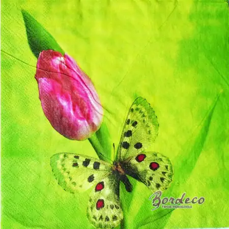 Serwetka do decoupage tulipan z motylem 33x33 ALIBABA Unikat