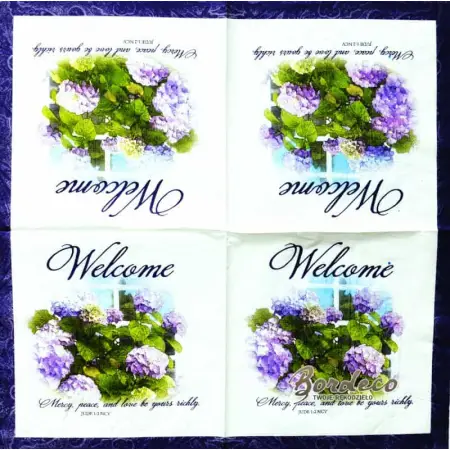 Serwetka do decoupage fioletowe hortensje na powitanie 33x33 ALIBABA Unikat