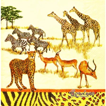 Serwetka do decoupage afrykańskie zwierzęta 33x33 Ambiente