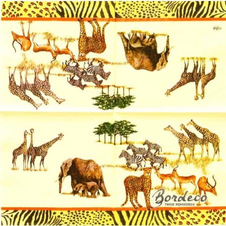Serwetka do decoupage afrykańskie zwierzęta 33x33 Ambiente