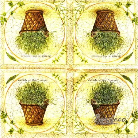 Serwetka do decoupage zioła, tymianek w doniczce 33x33 Ambiente