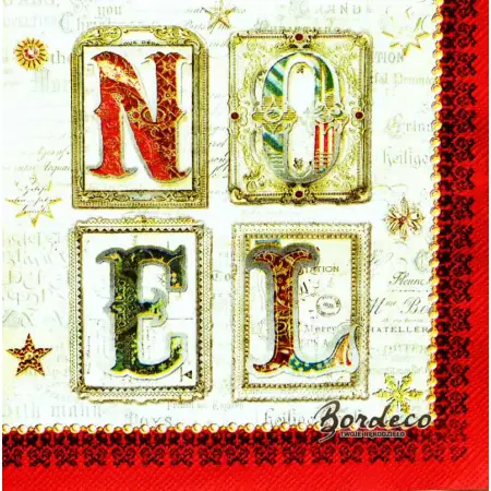 Serwetka do decoupage świąteczne litery NOEL 25x25 ATELIER Unikat