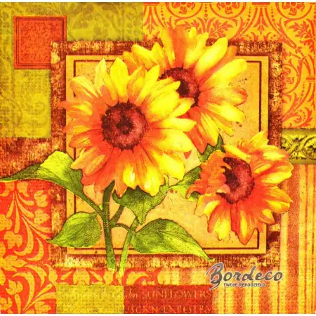 Serwetka do decoupage bukiet  trzech słoneczników 33x33 Atelier Unikat