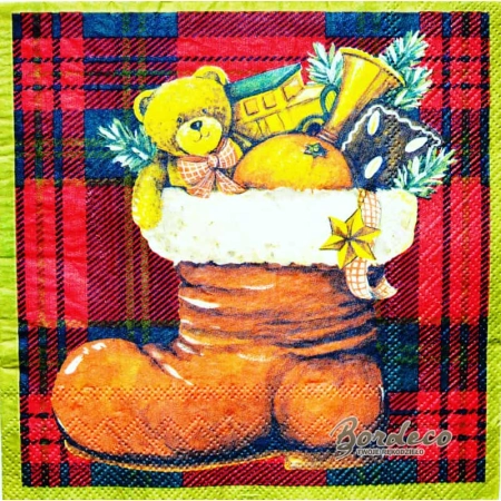 Serwetka do decoupage świąteczny but z prezentami 33x33 Atelier
