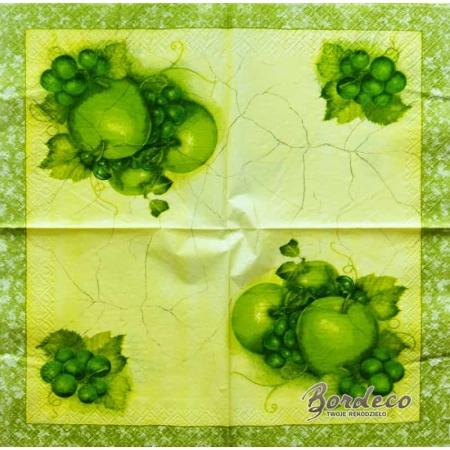 Serwetka do decoupage zielone jabłka z winogronami 33x33 Atelier