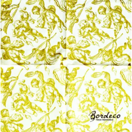 Serwetka do decoupage złote amorki, cherubinki 33x33 ATELIER Unikat
