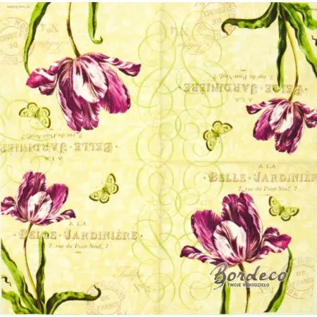 Serwetka do decoupage fioletowy tulipan 33x33 Ambiente Unikat