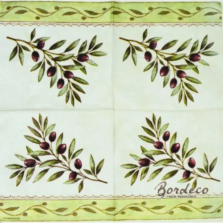 Serwetka do decoupage gałązka oliwki 25x25 Ambiente Unikat