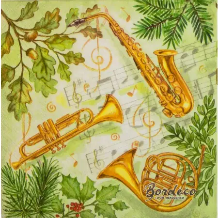 Serwetka do decoupage instrumenty muzyczne 33x33 Ambiente Unikat