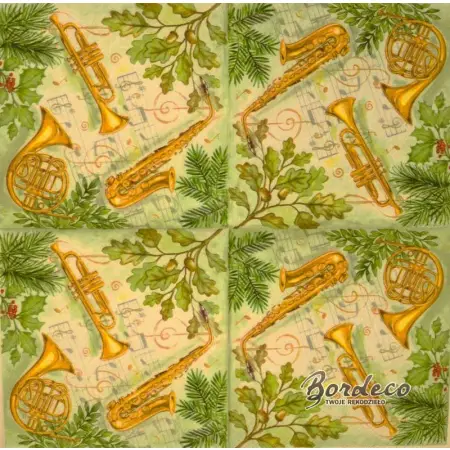 Serwetka do decoupage instrumenty muzyczne 33x33 Ambiente Unikat