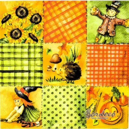 Serwetka do decoupage jesienny patchwork 33x33 Ambiente Unikat