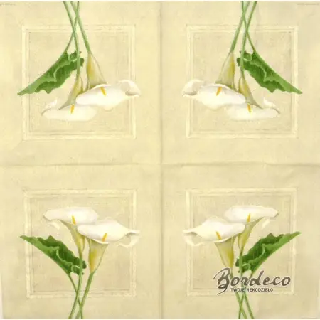Serwetka do decoupage białe kalie 33x33 AMBIENTE Unikat