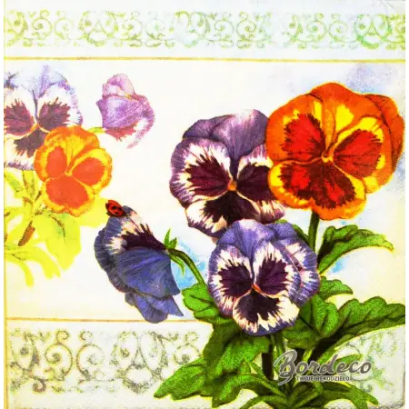 Serwetka do decoupage kolorowe bratki 33x33 Ambiente Unikat