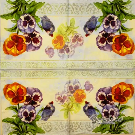 Serwetka do decoupage kolorowe bratki 33x33 Ambiente Unikat