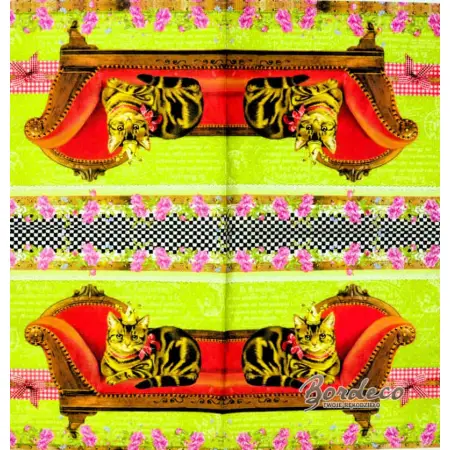 Serwetka do decoupage kot w koronie na szezlągu 33x33 Ambiente Unikat