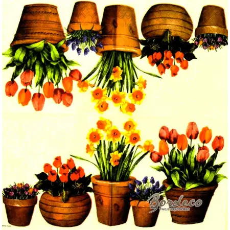 Serwetka do decoupage wiosenne kwiaty w doniczkach 33x33 Ambiente Unikat
