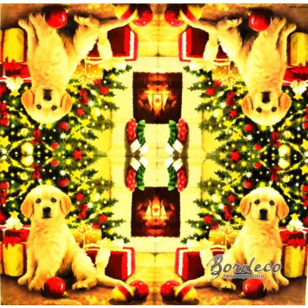 Serwetka do decoupage mały labrador przy choince 33x33 Ambiente Unikat